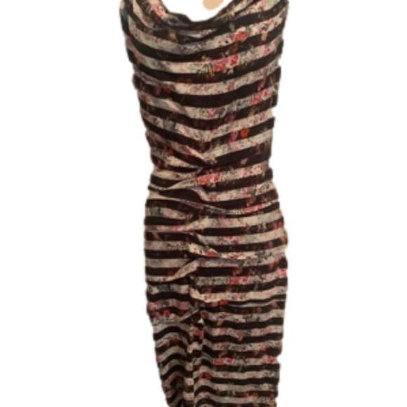 Nicole Miller Dresses & Skirts - Artelier Nicole Miller Linen Blend Floral Stretch Ruched Dress Size L